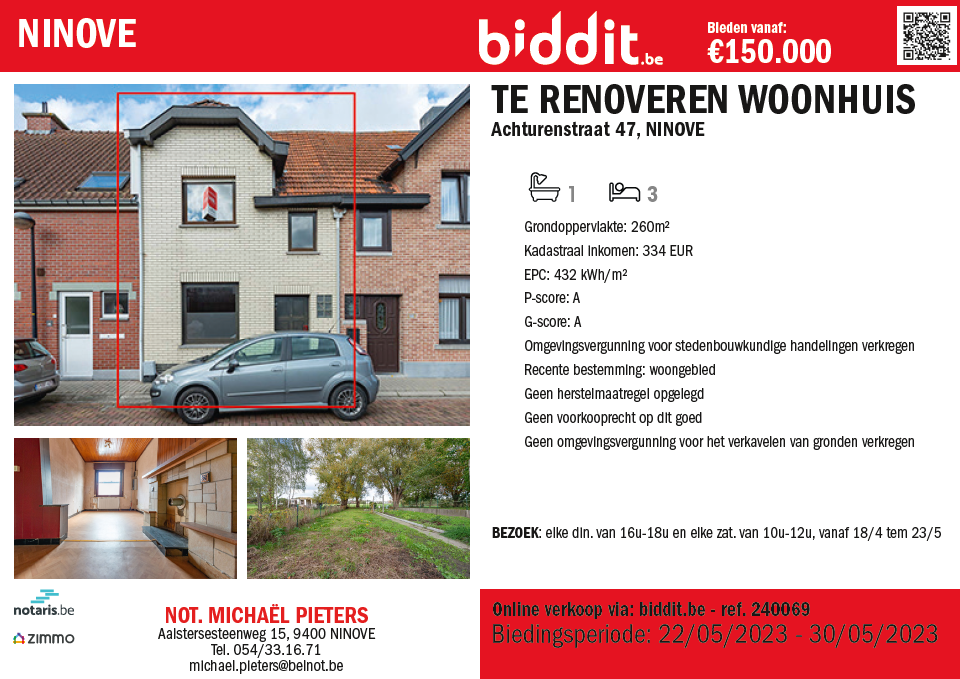 SHM Ninove-Welzijn cvba verkoopt: Achturenstraat 47 – 9400 Ninove